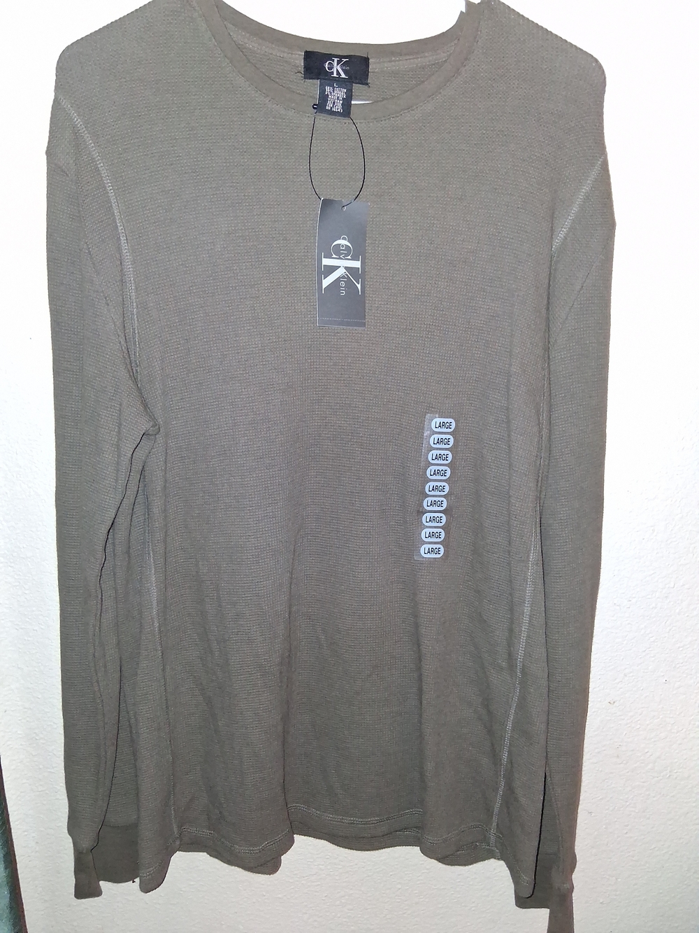 Calvin Klein Men’s Olive Long-Sleeve Thermal Shirt Sz Large